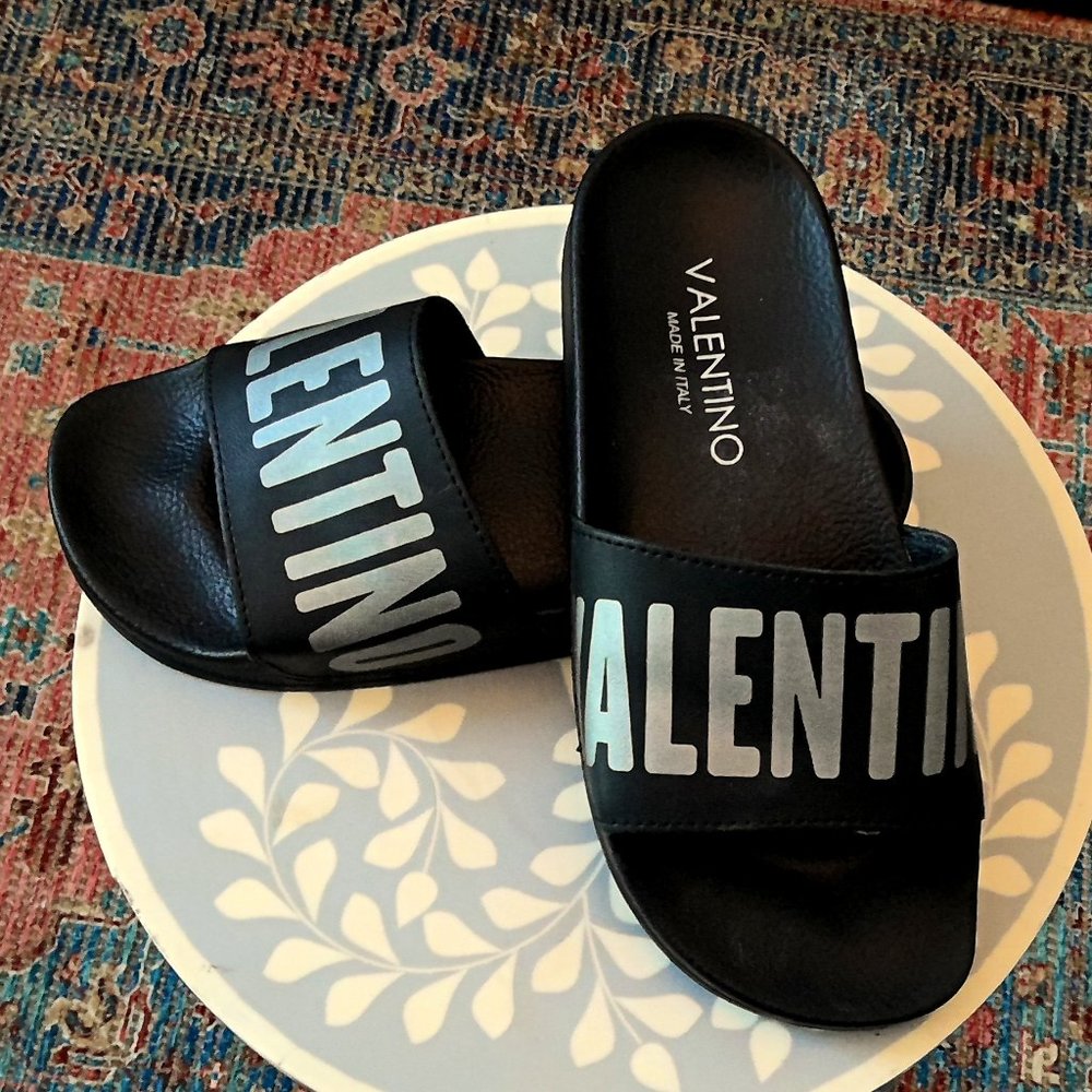 Women's Black Valentino Slides
